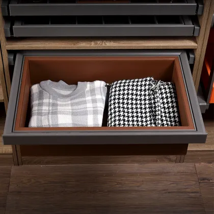 Leather-Lined Storage Basket for Wardrobe Clothes Organizer