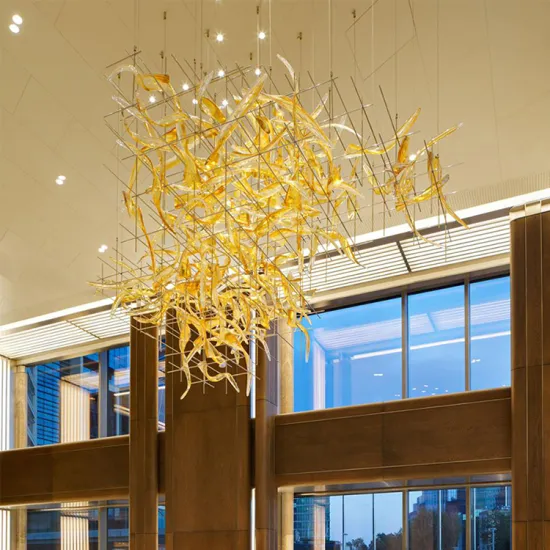 Contemporary Gold Color Hotel Project Glass Led Chandelier