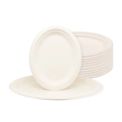 customized green disposable sugarcane tableware compostable bio degradable bagasse paper plate