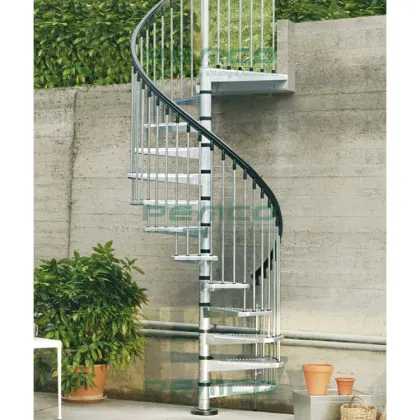 Silver Grey Stainless Steel 304 Waterproof Outdoor Spiral Stairs