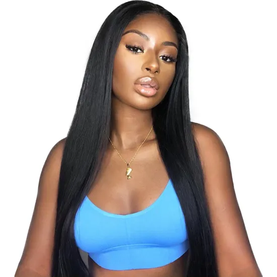Hot Selling Raw Virgin Brazilian Hair Silk Straight Transparent Lace Front Wig With Baby Hair Pre Plucked For Black Women