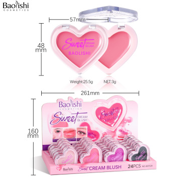 Baolishi Factory aanpasbare hartvormige crème blush: hydraterende markeerstift voor het ophelderen van wangen