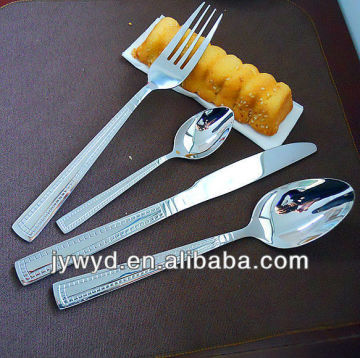 Best selling stainless steel flatware with patterns on handle