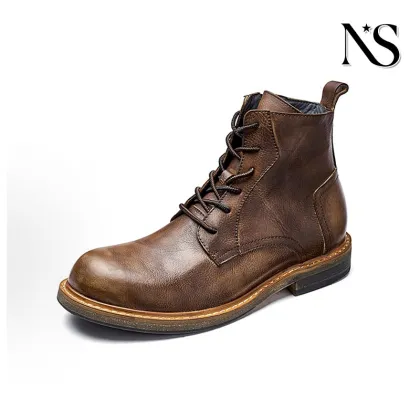 Men's Retro Distressed Leather Martin Boots