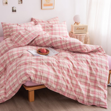 100% algodón hilado teñido prelavado cubierta edredón juego de cama