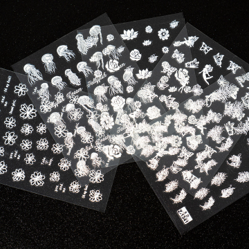 Halloween Nail Wraps: 5D White Clear Sunflower Semi Cured Gel Nail Stickers for Women