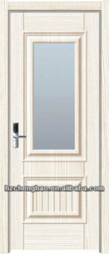 White bathroom interior glass wooden door