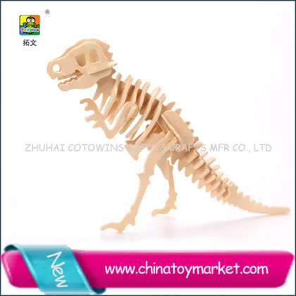 New arrival construction kit promotional wooden diy craft dinosaur puzzle