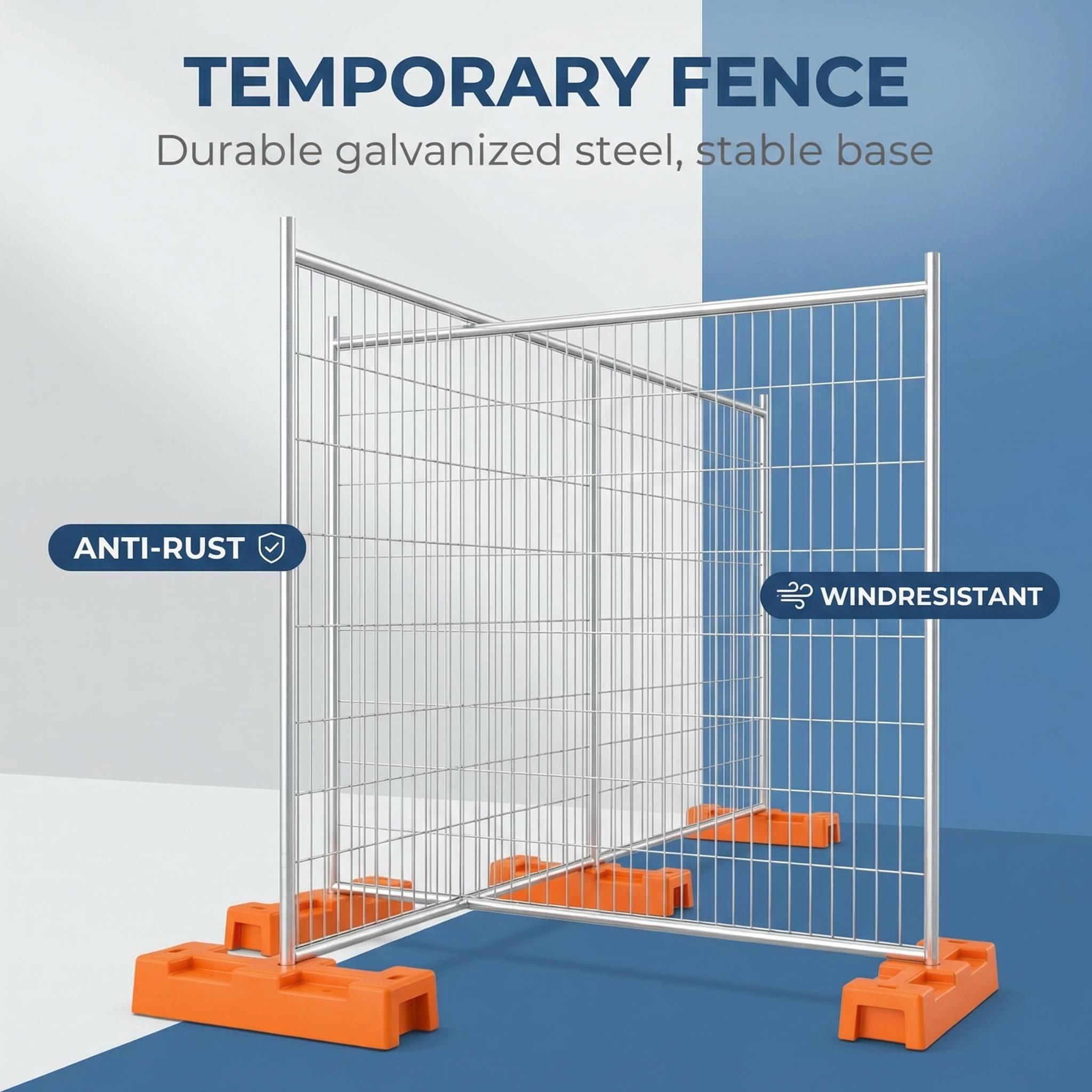 Australian Standard galvanized W-beam temporary fence on site