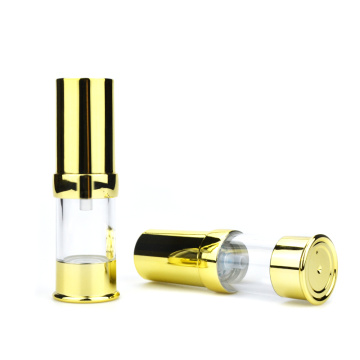 manufacturing 15ml 30ml clear plastic AS airless pump pressed bottle down cosmetic gold