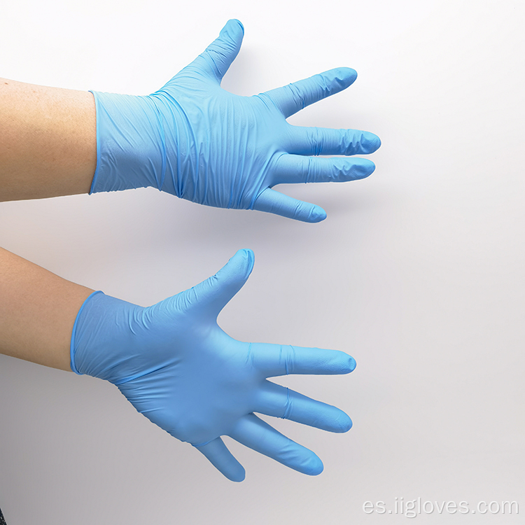 Guantes de nitrilo azul de procesamiento de alimentos a prueba de agua de 100 piezas de caja