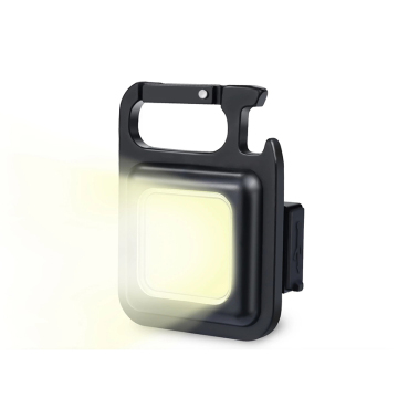 Portable Rechargeable LED Light with Magnet Base, Bottle Opener, and Keychain