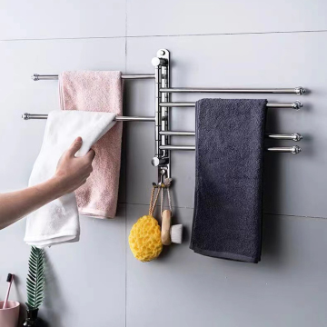 Stainless Steel Rotating Towel Rack - Bath Rail with 3 Rods