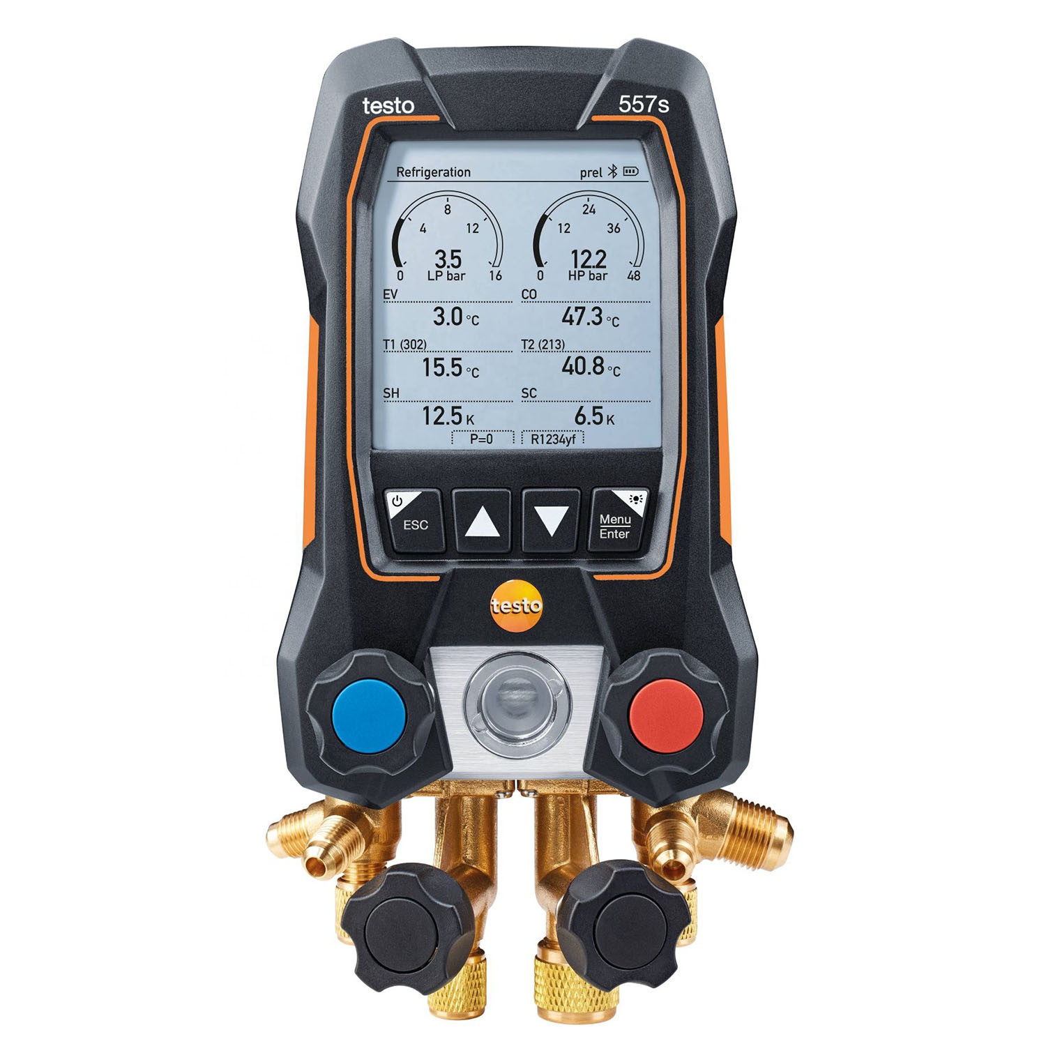 4 วาล์วบลูทู ธ สมาร์ทดิจิตอลเครื่องวัดท่อร่วม Testo 557S Digital Manifold