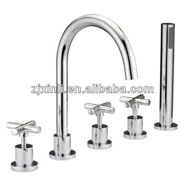 Mixer bak mandi kuningan berkualitas tinggi, hasil akhir semir dan krom, 5 pcs di set