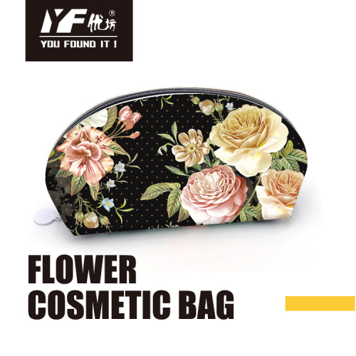 Bolsa de cosméticos de PU com maquiagem floral personalizada