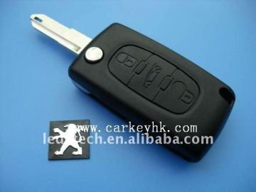 Peugeot 3 buttons flip remote car key with trunk middle button 206 blade 433Mhz ID46 chip