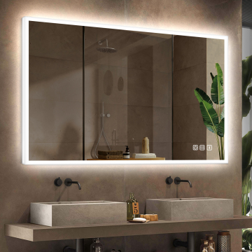 Anti-Fog LED Illuminated Touch Switch Wall-Mounted Bath Mirror