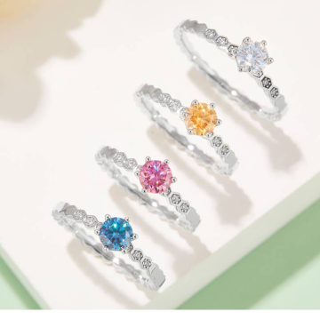 Wholesale 0.5ct Moissanite Honeycomb Shape 925 Sterling Silver Custom High Quality Wedding Rings