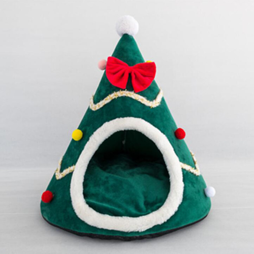 Warm pet nest tent christmas hat dog kennel