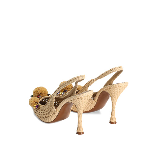 Bohemian-style thin high-heeled sandals