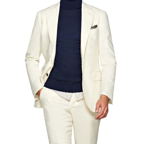 Creamy White Formal Suit 100% Wool Half Lining