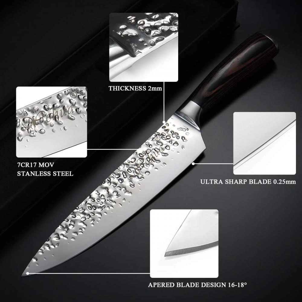 Coltello Chef Cinese 8 Pollici - Lama Acciaio Alto Carbonio, Affilatissima E Anti-Ruggine - Foto 7