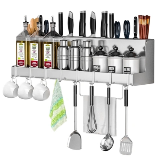 Kitchen spice rack above the sink