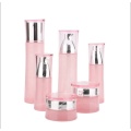 Pink waist glass cosmetic jar and bottle