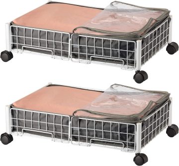 Under-Bed Storage Solutions: Containers with Wheels, Zipper Closures, and Space-Saving Bags for Organizing Clothing and Linens