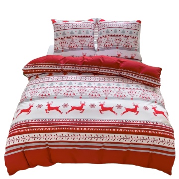 Christmas Cartoon Santa Claus Pattern 3-Piece Polyester Duvet Cover Kit