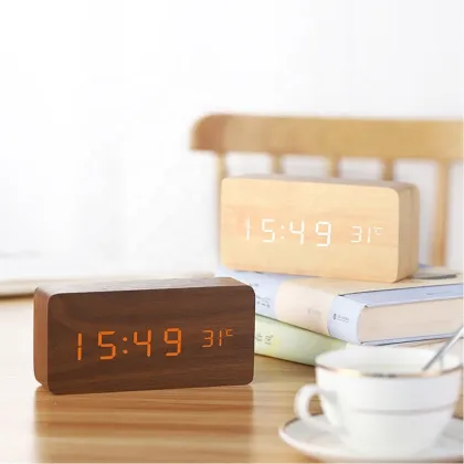 Wooden Kids Desk Table with Digital Electronic Alarm Clock