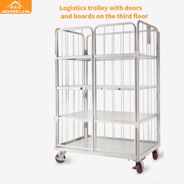 Tre carrello logistico di archiviazione laterale con porta