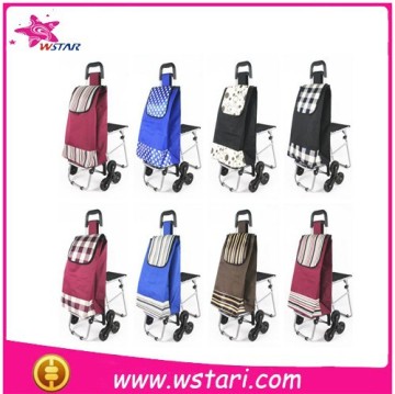 Hot selling vegetable 600D polyester foldable shopping trolley bag