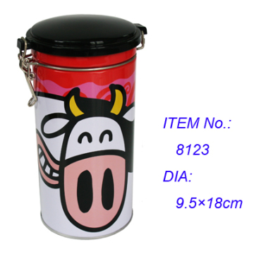 round coffee tin box