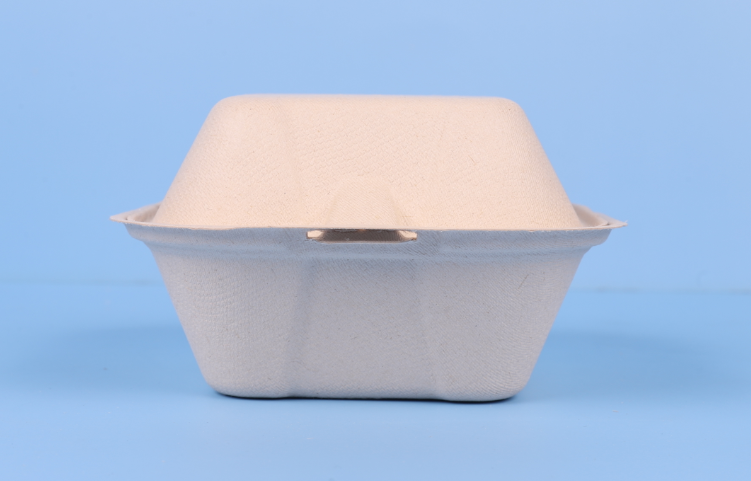 Biodegradable 4 inch Burger box made from sugarcane bagasse pulp