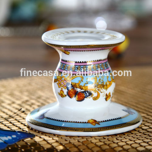 Luxury Fine New Bone China Small Gold Rim Butterfly Candle Holder of Song of Joy