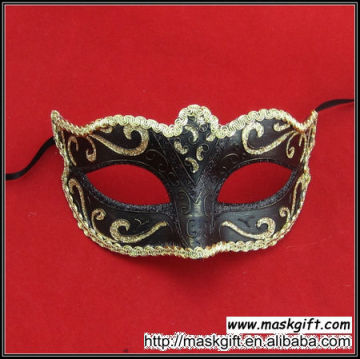 Hot Sell Wholesale High Quality Black And Gold Venetian Style Plastic Masquerade Party Mask, Kid Party Masks