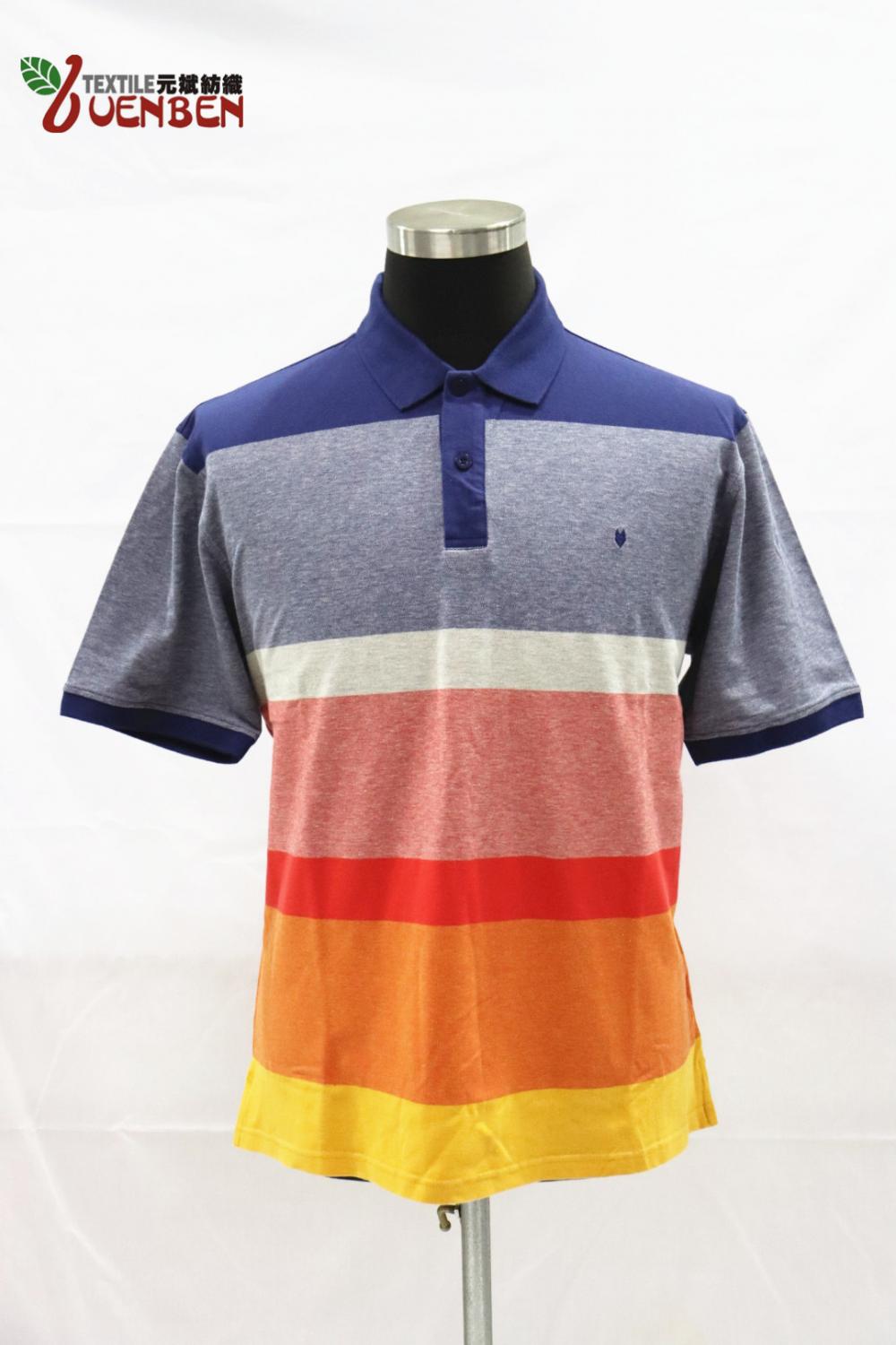 95%Cotton 5%Spandex YD Stripe PK With Solid Placket