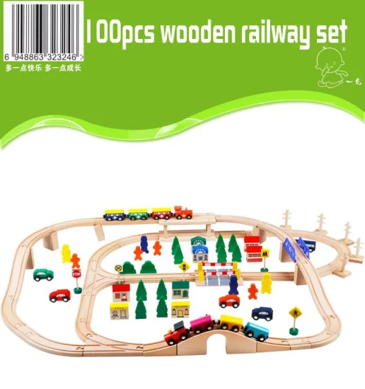 100pcs wooden railway train 2015 new China track toys