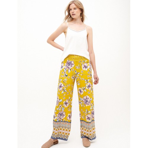 100% viscose flower printed with embroidery women's pant