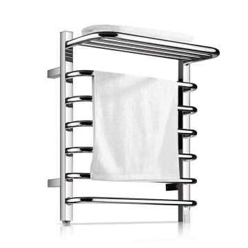 Stainless Steel Heated Towel Rack with 9 Bars and Built-in Thermostat