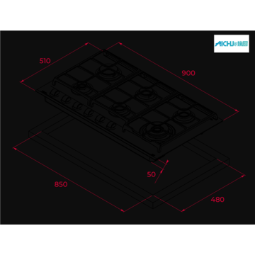 Gas on Glass Hob en 90 cm