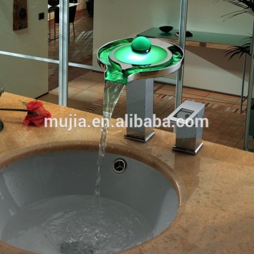LS08 No battery and eletric water power 3-color led faucets basin sink mixer tap