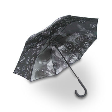 23-inch Double Design Heat-transfer Umbrella with Black Metal Frame and Automatic Open Function