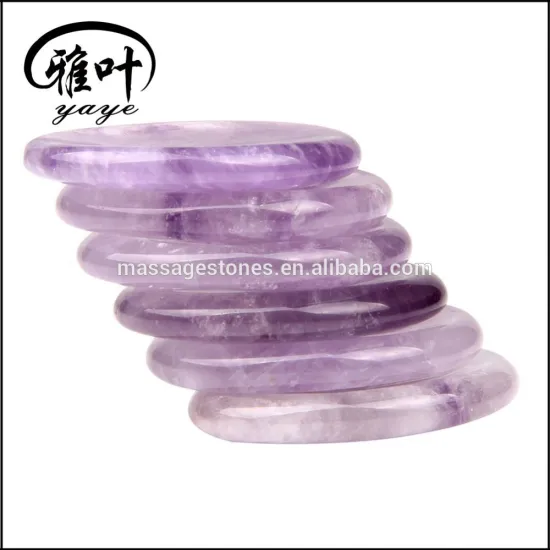 Wholesale 45*35*7mm Semi-precious stone Amethyst Worry Stone Thumb massage stone oval Shape