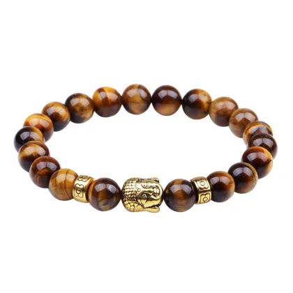Mens tiger eye stone buddha beads bracelet