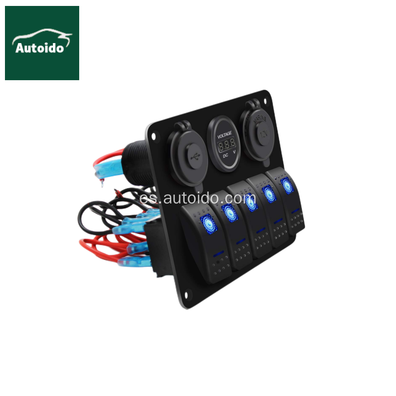 5 panel de interruptor de palanca de pandillas 12V-24V dual USB