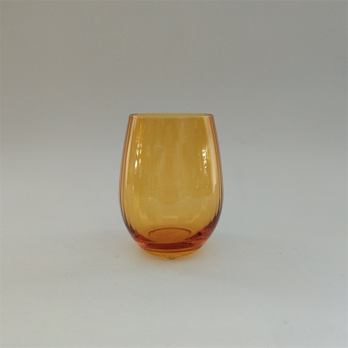 Amber color ribbed glass drinkwares set whosale