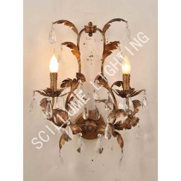 Vintage lighting fixtures 2 light leaves iron wall lamp scones TSY